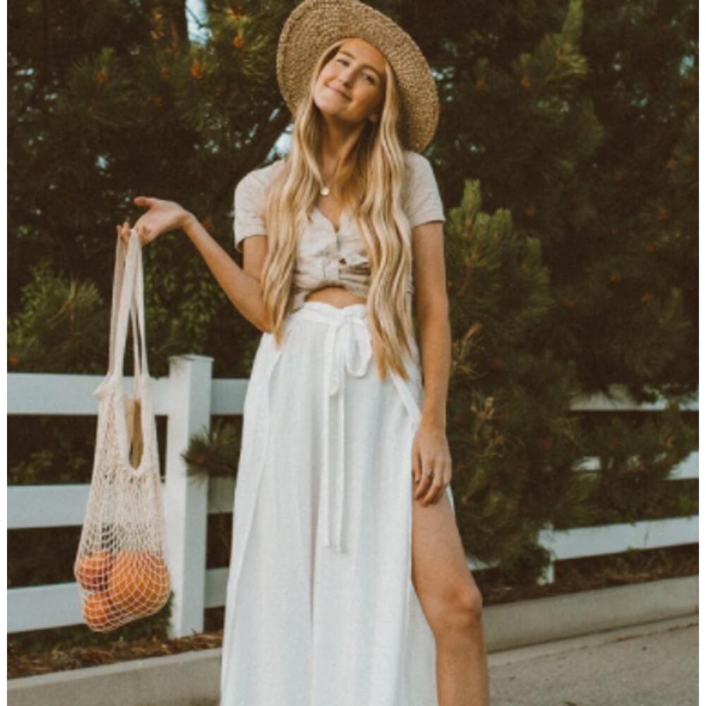 Natural 100% cotton handmade tan boho grocery bag